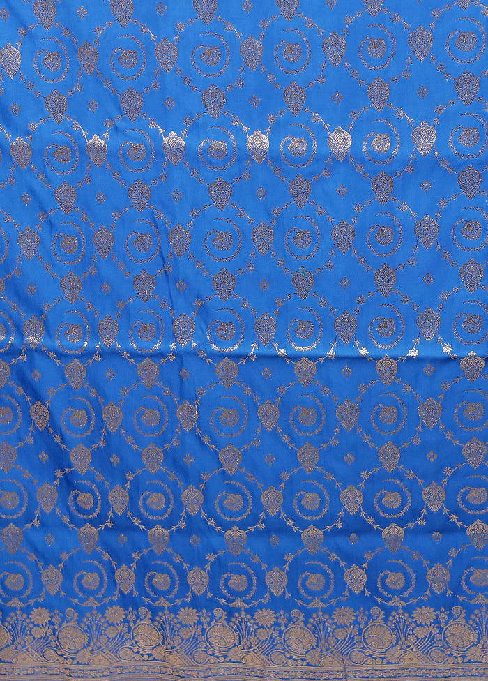 Blue Banarasi Silk Saree With Blouse Piece
