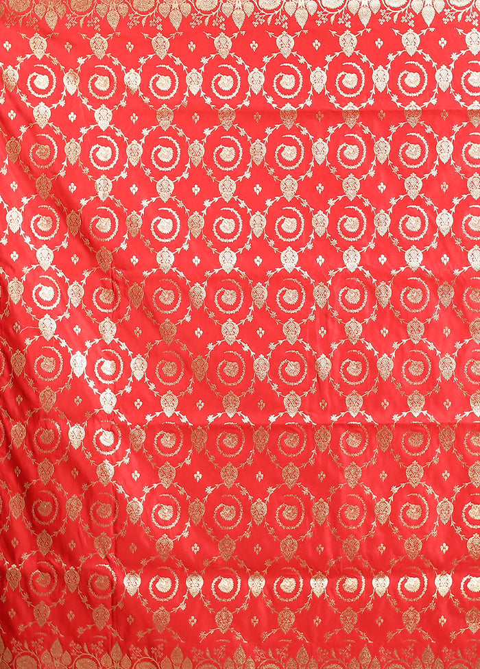 Red Banarasi Silk Saree With Blouse Piece