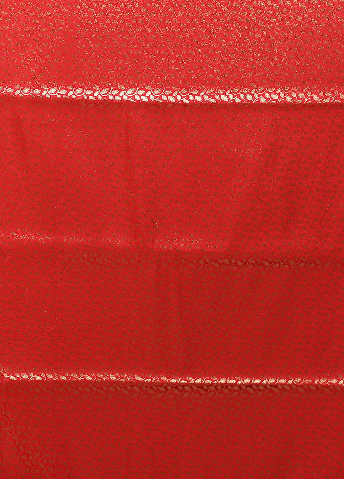 Red Banarasi Silk Saree With Blouse Piece