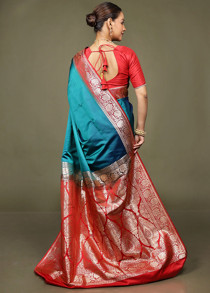 Green Banarasi Silk Saree With Blouse Piece