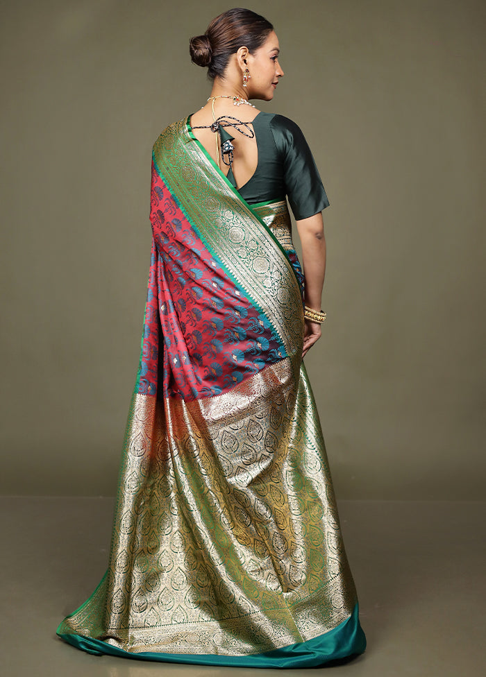 Maroon Tanchoi Silk Saree With Blouse Piece