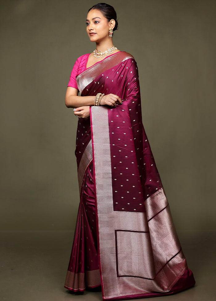 Purple Katan Silk Saree With Blouse Piece
