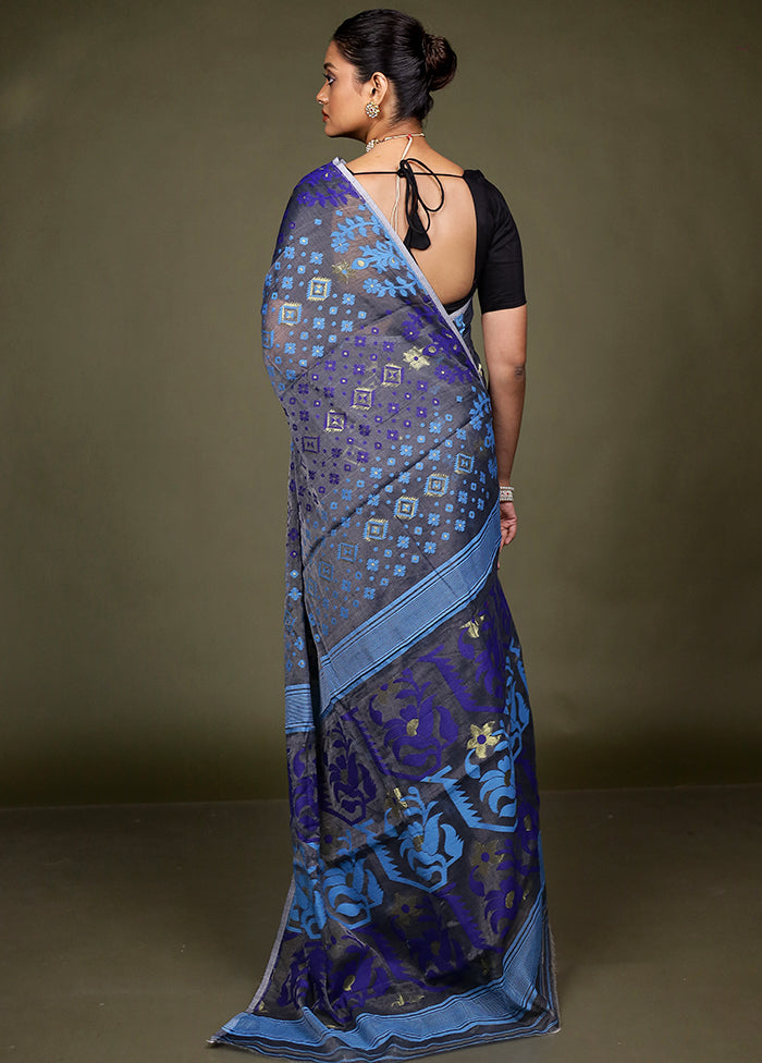 Black Tant Jamdani Saree Without Blouse Piece