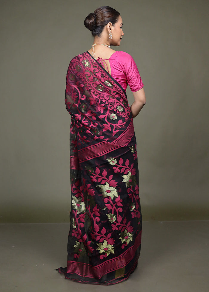 Black Jamdani Cotton Saree Without Blouse Piece