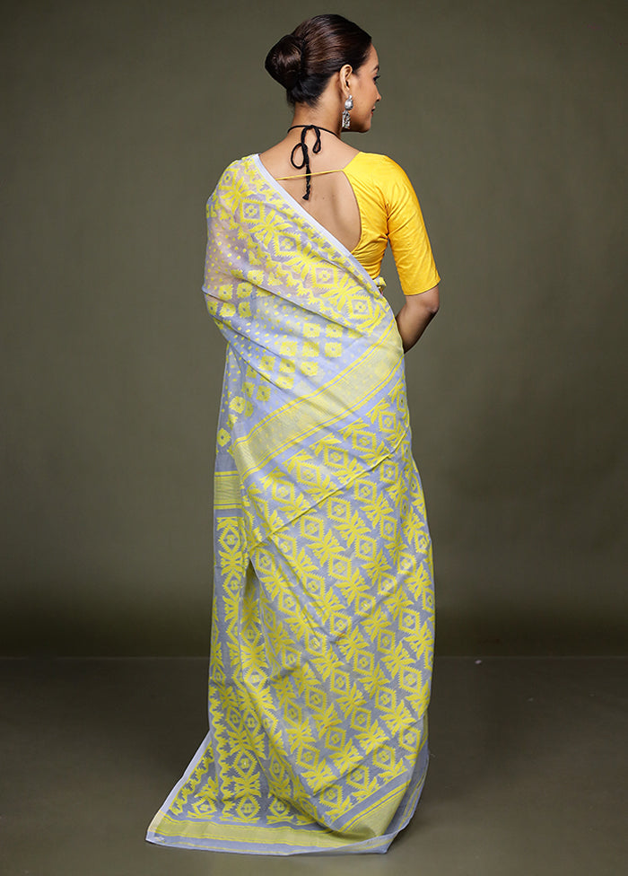 Grey Tant Jamdani Saree Without Blouse Piece