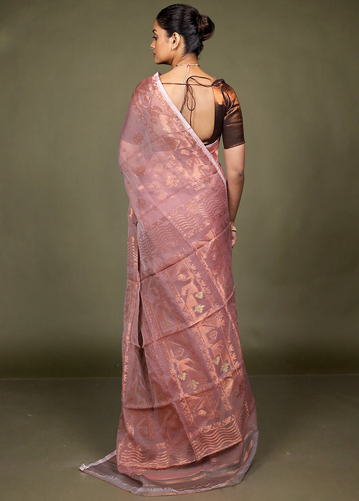Grey Tant Jamdani Saree Without Blouse Piece
