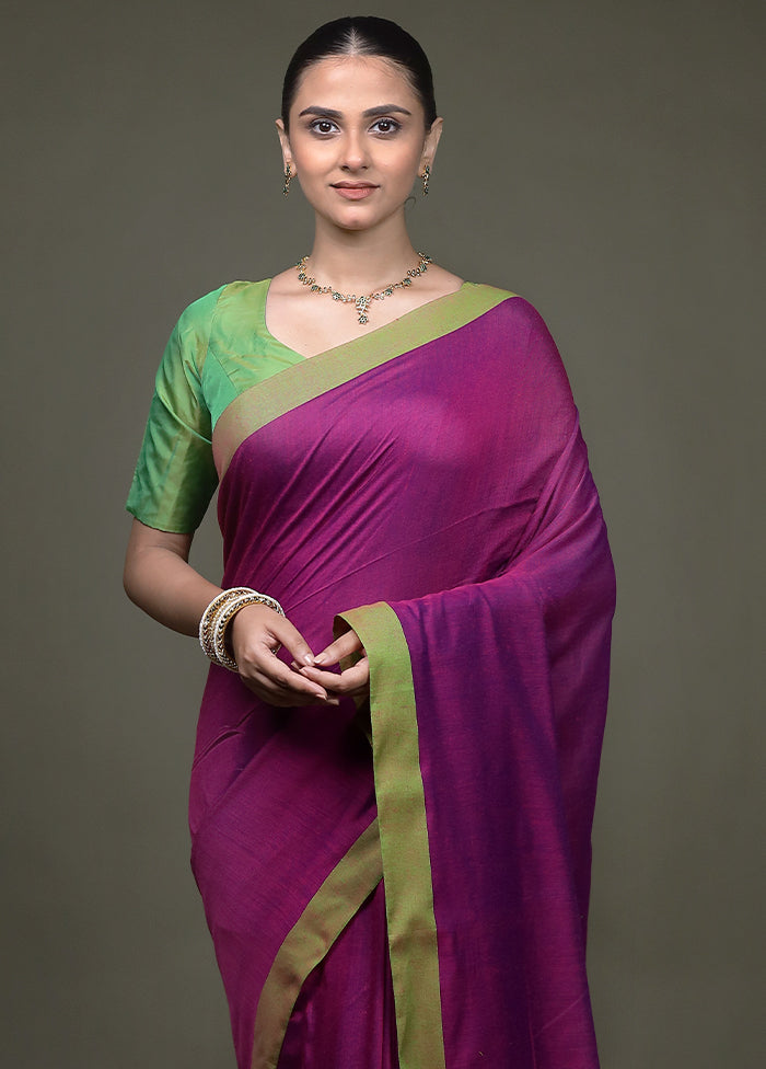 Purple Matka Silk Saree With Blouse Piece