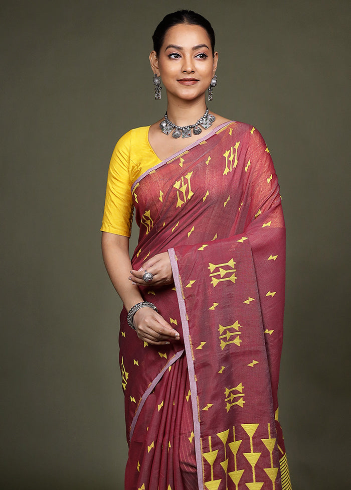 Maroon Matka Silk Saree With Blouse Piece