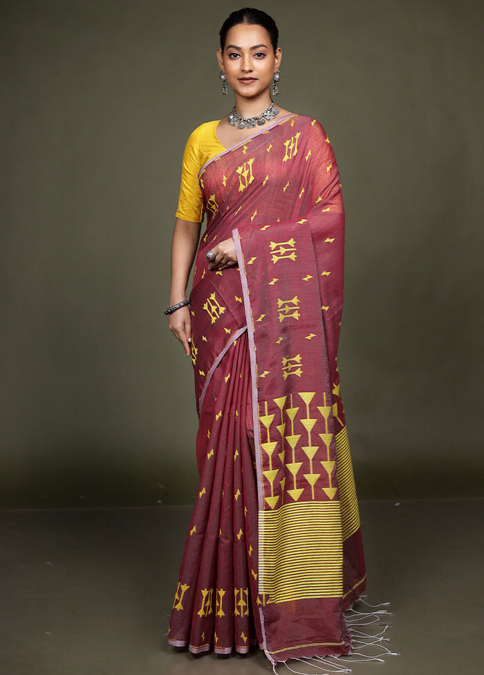 Maroon Matka Silk Saree With Blouse Piece