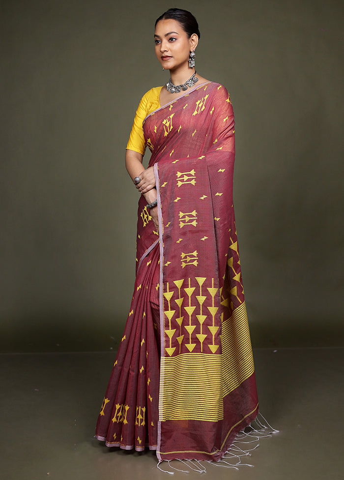 Maroon Matka Silk Saree With Blouse Piece