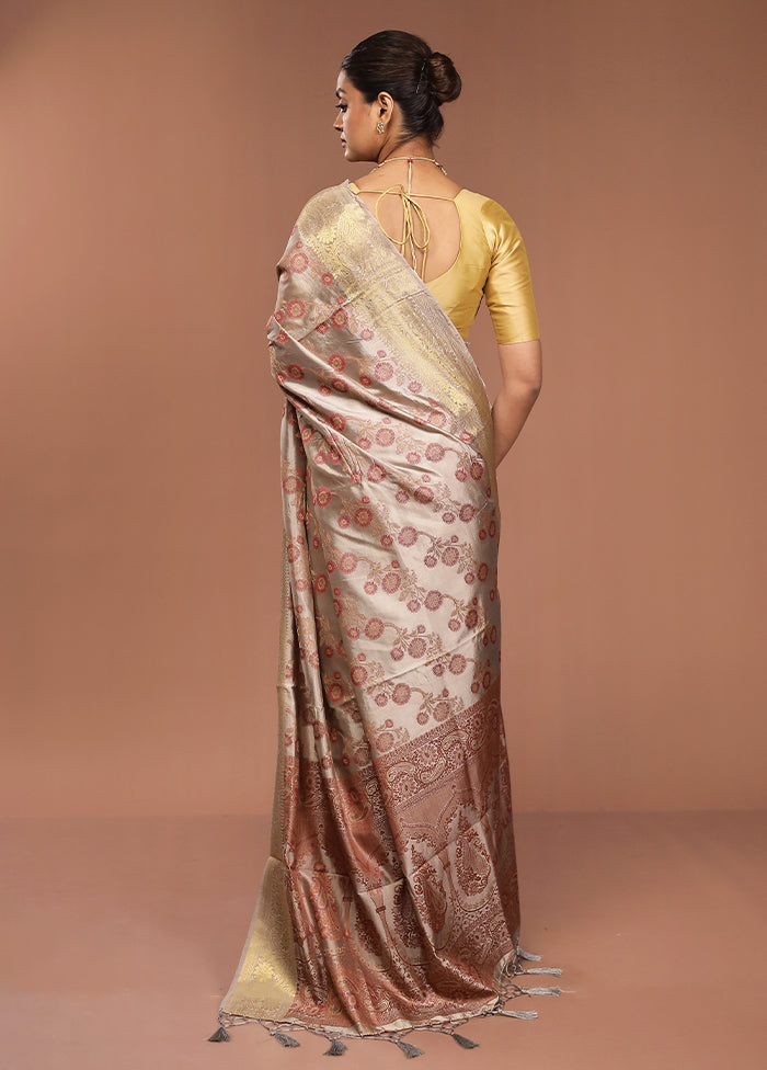 Cream Dupion Silk Saree With Blouse Piece