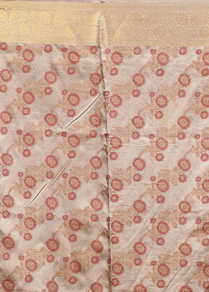 Cream Dupion Silk Saree With Blouse Piece
