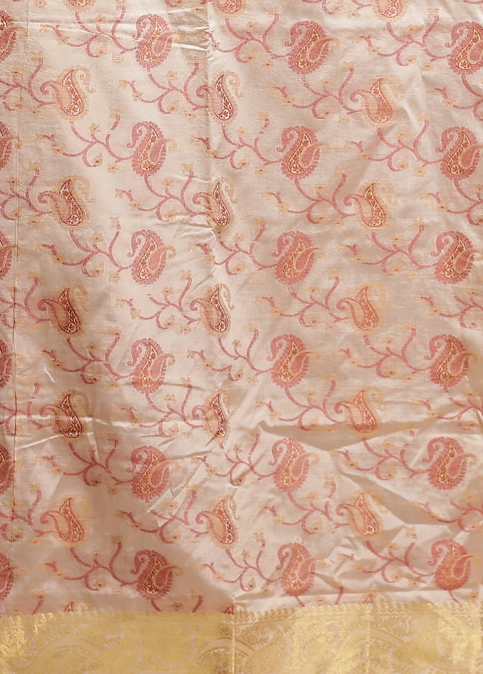 Cream Dupion Silk Saree With Blouse Piece