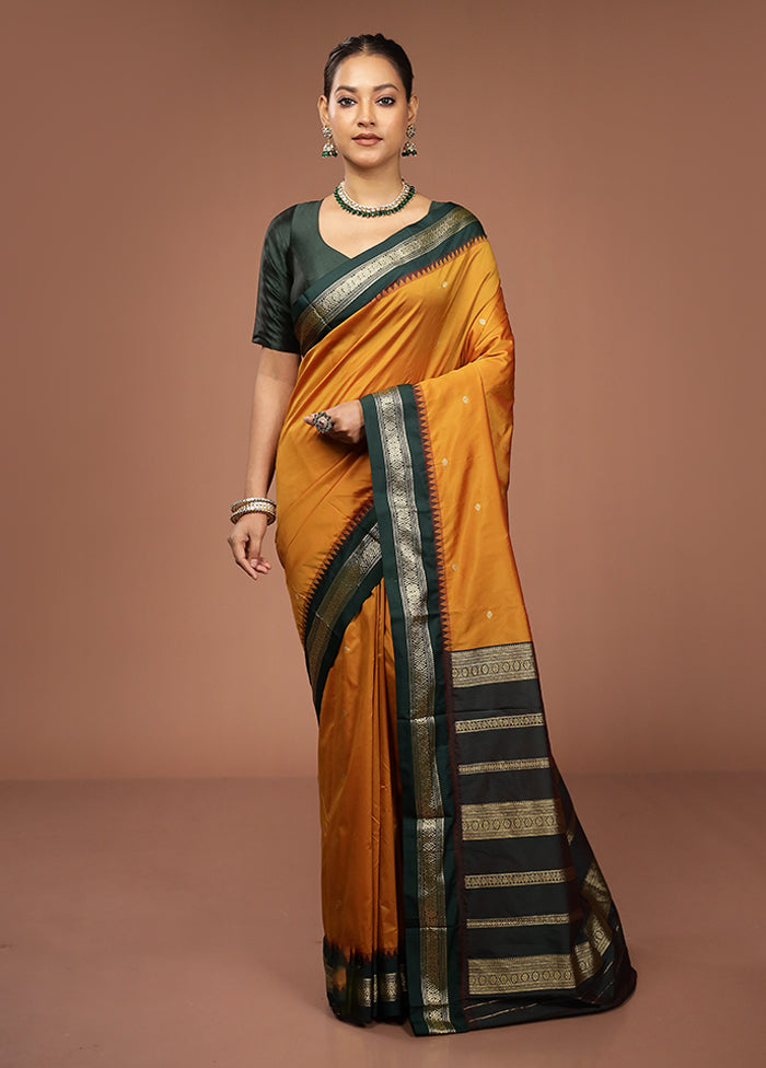 Yellow Kanjivaram Silk Saree With Blouse Piece