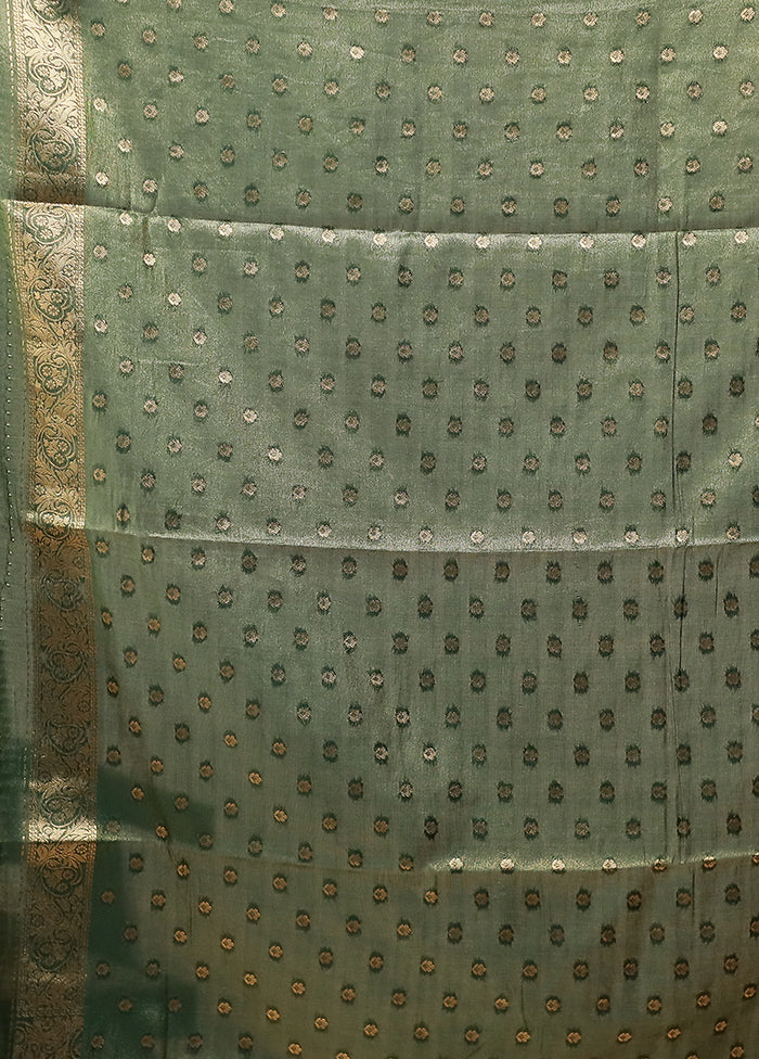 Green Dupion Silk Saree With Blouse Piece