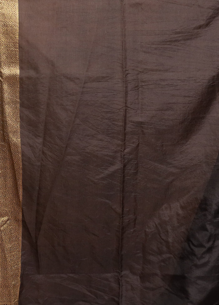 Black Dupion Silk Saree With Blouse Piece