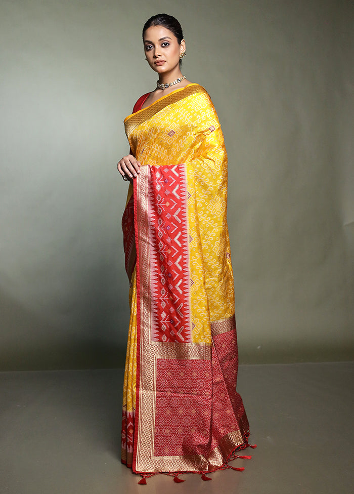 Yellow Dupion Silk Saree With Blouse Piece