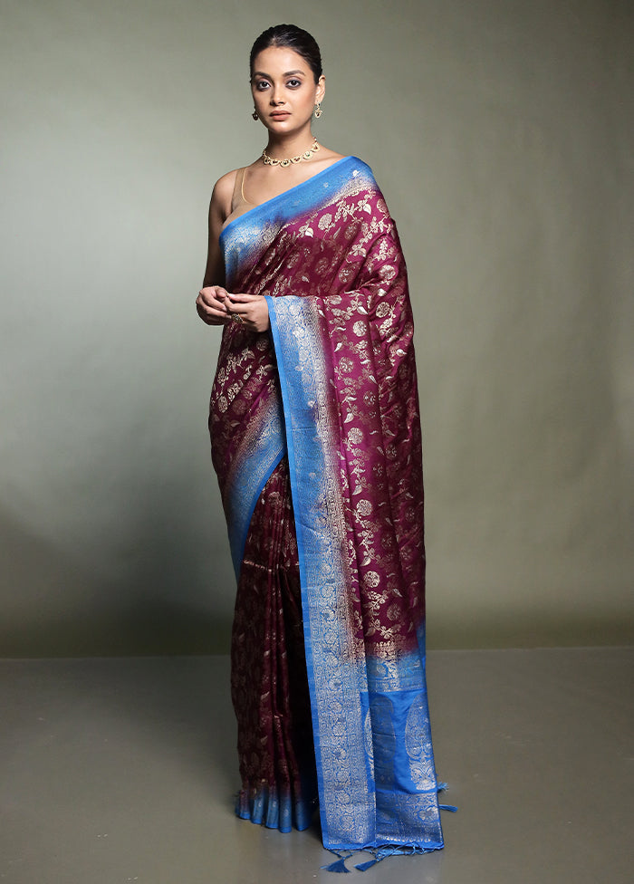 Purple Dupion Silk Saree With Blouse Piece