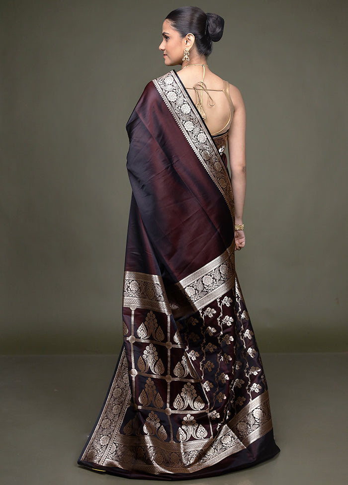 Brown Banarasi Silk Saree With Blouse Piece