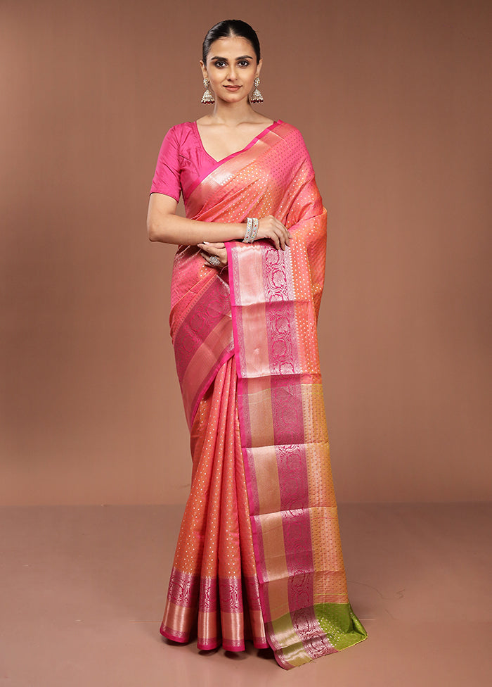 Pink Dupion Silk Saree With Blouse Piece