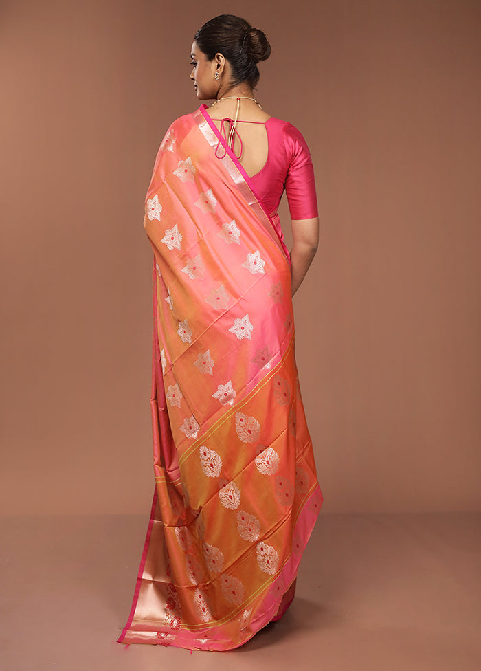 Pink Dupion Silk Saree With Blouse Piece