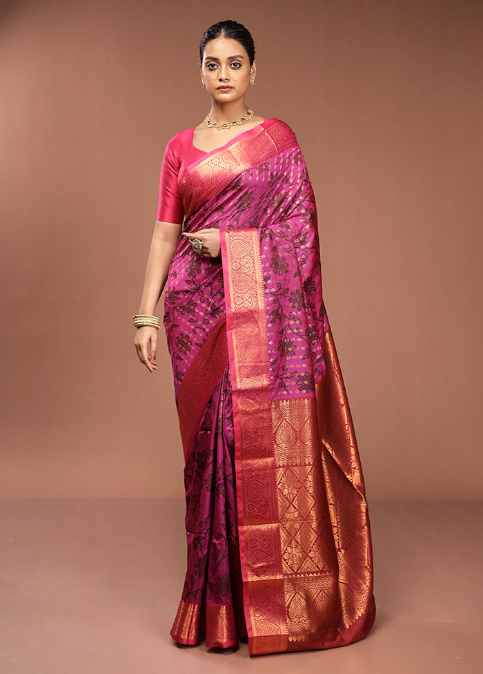 Pink Dupion Silk Saree With Blouse Piece