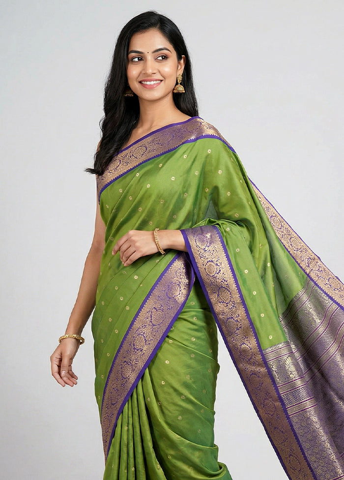 Green Kanjivaram Silk Saree With Blouse Piece