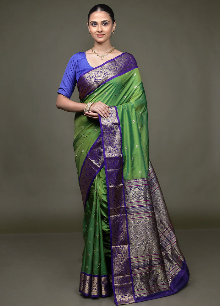 Green Kanjivaram Silk Saree With Blouse Piece