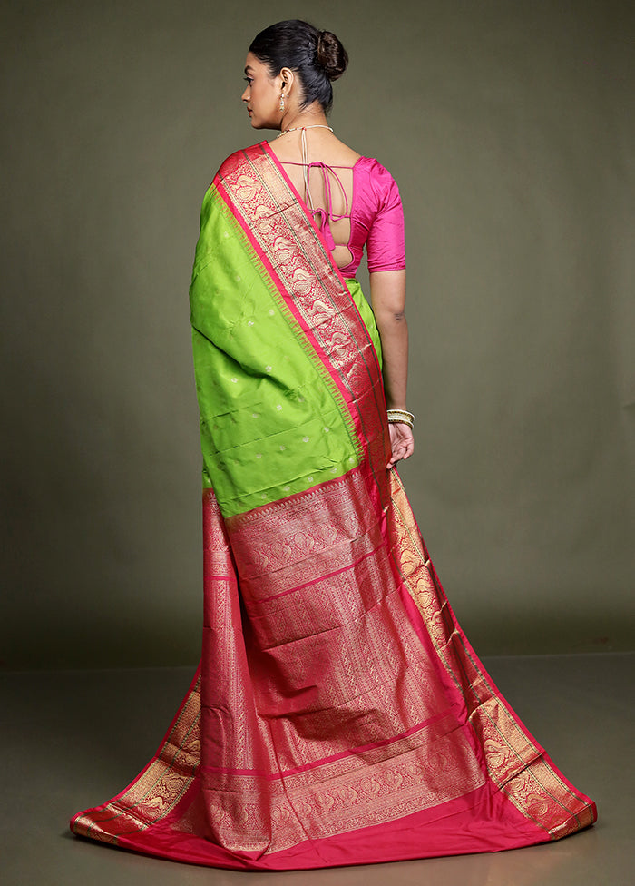 Green Kanjivaram Silk Saree With Blouse Piece