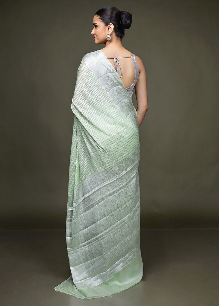 Green Kora Silk Saree With Blouse Piece