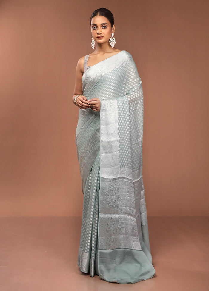Green Kora Silk Saree With Blouse Piece