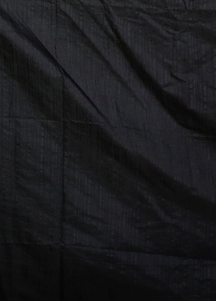 Black Dupion Silk Saree With Blouse Piece