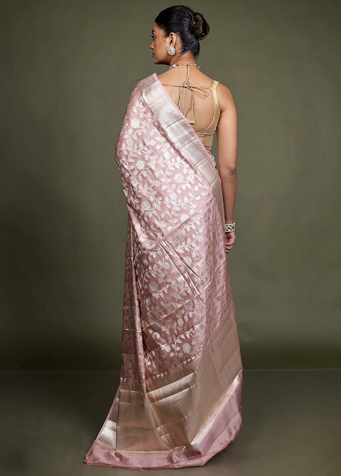 Pink Handloom Dupion Pure Silk Saree With Blouse Piece