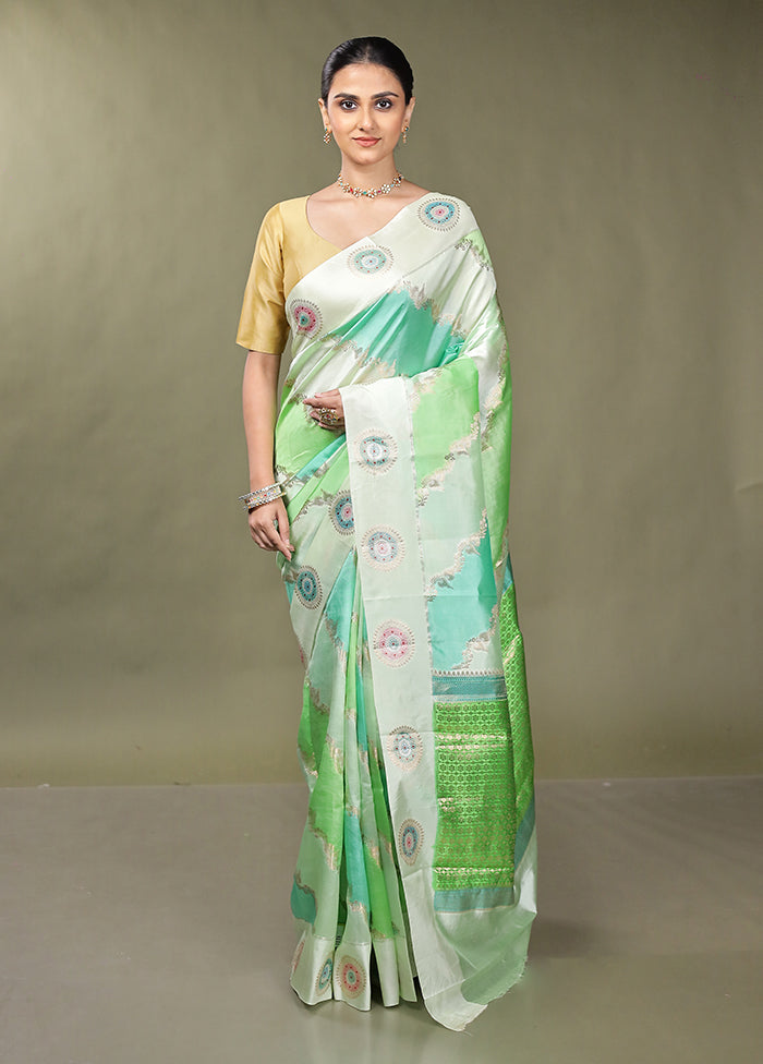 Green Handloom Dupion Pure Silk Saree With Blouse Piece