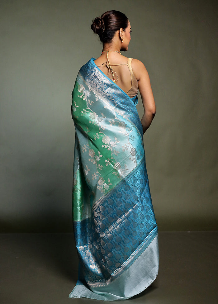 Blue Handloom Dupion Pure Silk Saree With Blouse Piece