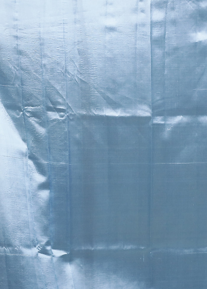 Blue Handloom Dupion Pure Silk Saree With Blouse Piece