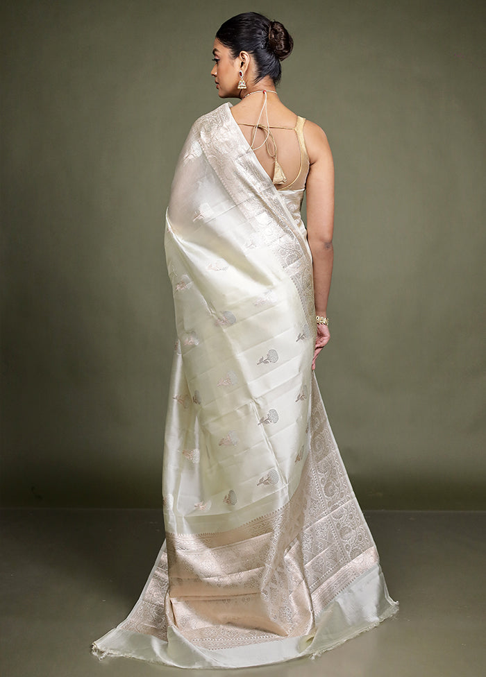 Cream Handloom Dupion Pure Silk Saree With Blouse Piece