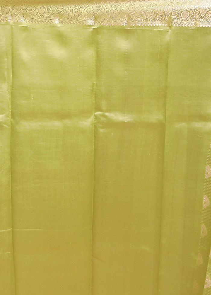 Green Handloom Dupion Pure Silk Saree With Blouse Piece
