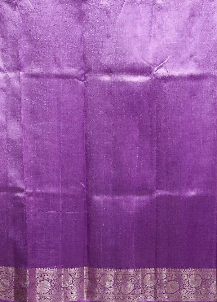 Purple Handloom Dupion Pure Silk Saree With Blouse Piece