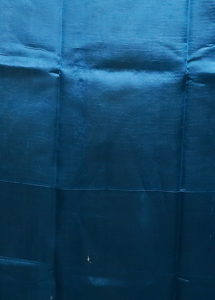 Blue Handloom Dupion Pure Silk Saree With Blouse Piece