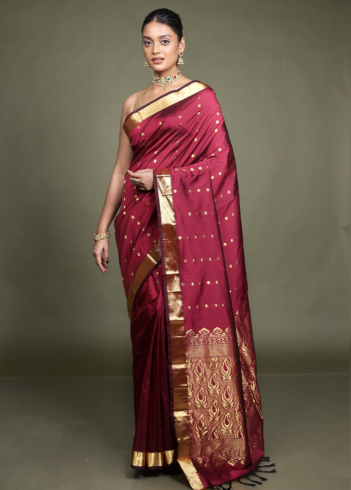 Purple Kanjivaram Silk Saree With Blouse Piece