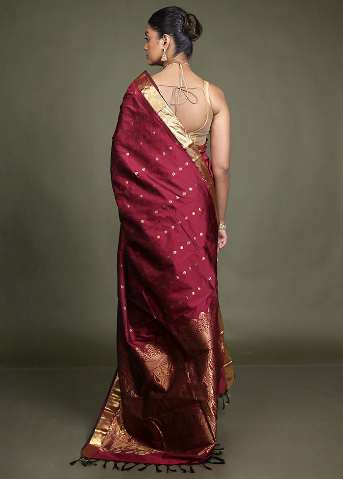 Purple Kanjivaram Silk Saree With Blouse Piece
