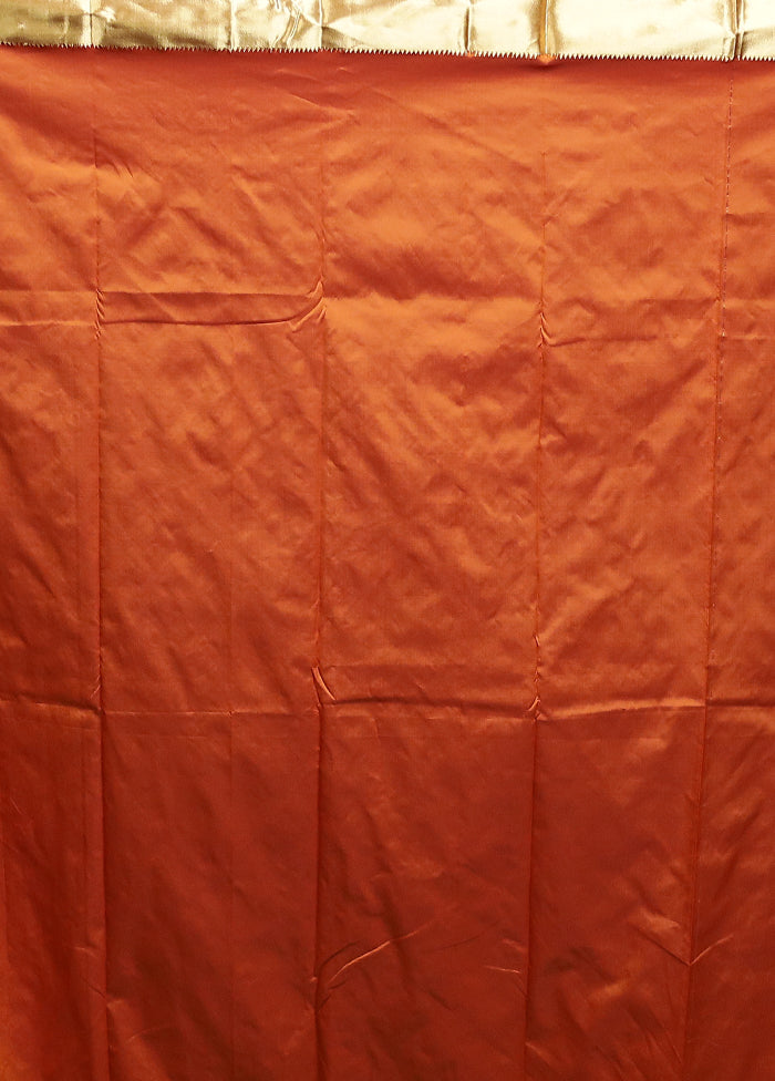 Orange Kanjivaram Silk Saree With Blouse Piece