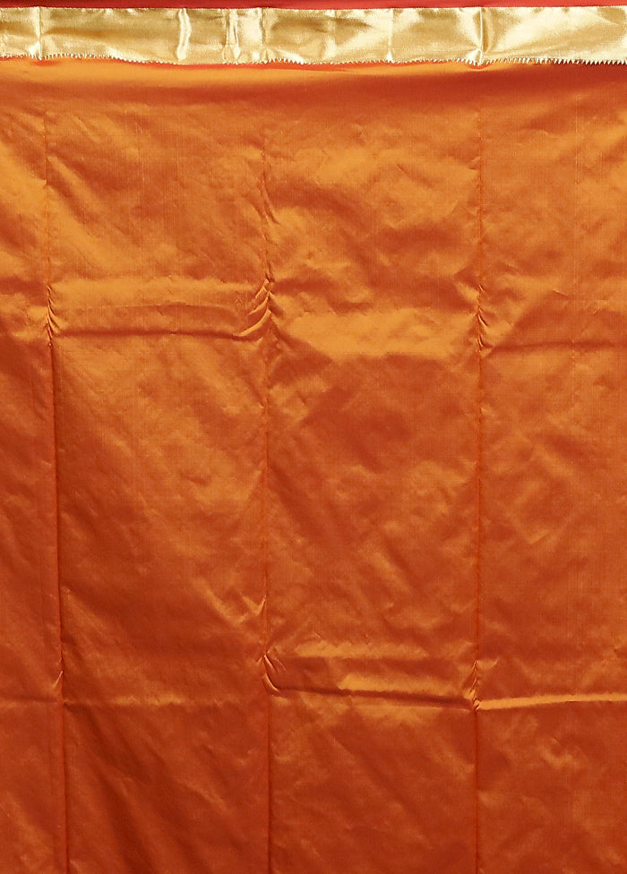 Orange Kanjivaram Silk Saree With Blouse Piece