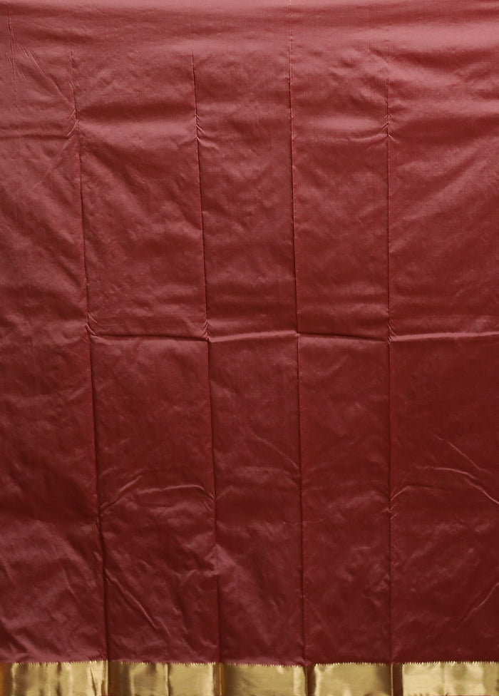 Maroon Kanjivaram Silk Saree With Blouse Piece