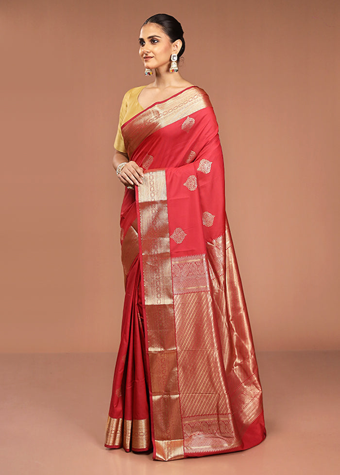 Maroon Kanjivaram Silk Saree With Blouse Piece