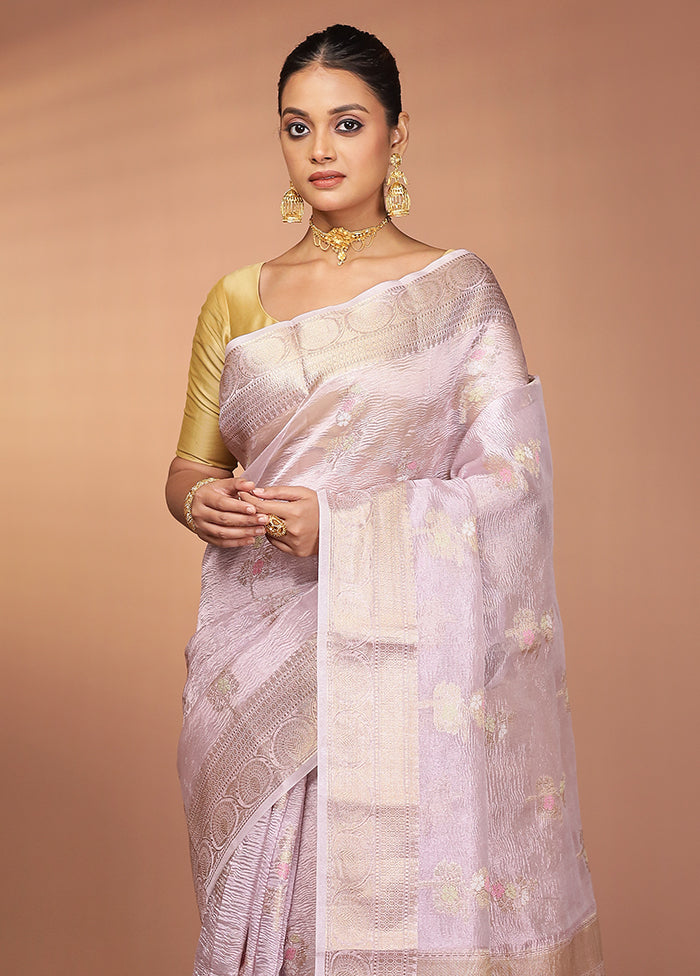 Purple Tissue Silk Saree With Blouse Piece