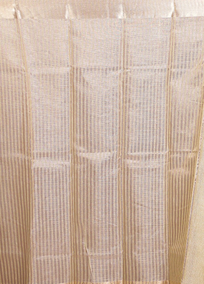 Cream Tissue Silk Saree With Blouse Piece