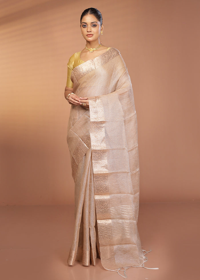 Cream Tissue Silk Saree With Blouse Piece