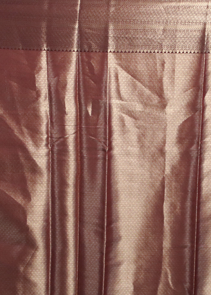 Maroon Kora Silk Saree With Blouse Piece